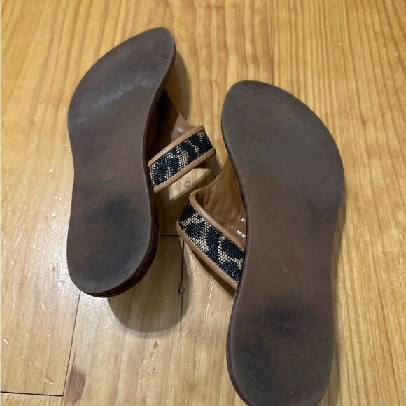 Tory Burch Cameron Thong Wedge Sandals Snakeskin-Embossed Women's Size US 5.5M - Picture 12 of 12